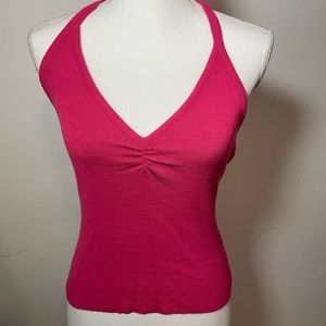Hot pink juniors 11/13 Halter top deep back /Tie back NWOT stretch fabric